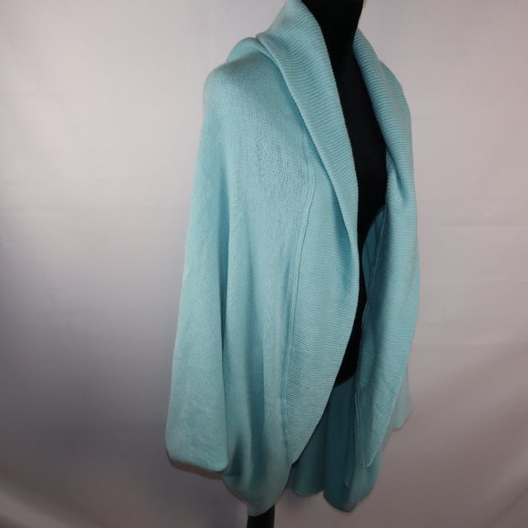 Layers by Lizden Marvelush Turquoise Knit Cocoon Hem Cardigan Women's Size XL/1X - Picture 9 of 12